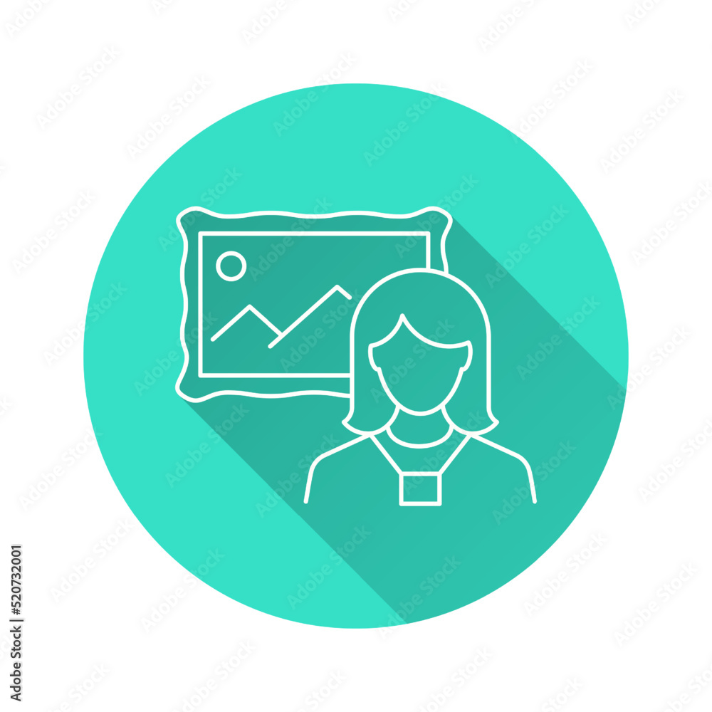 Poster art gallery icon with long shadow for graphic and web design.