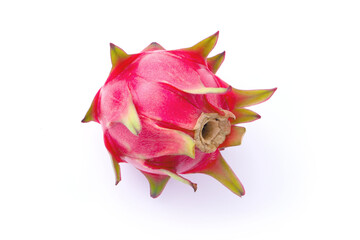 Red dragon fruit isolated on white background , top view.