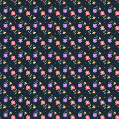 Floral seamless pattern with hand drawn elements