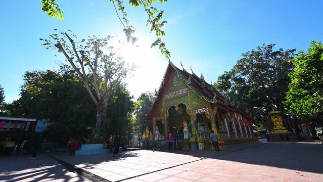 NAN.Thailand- 17 dec 2020:Unacquainted People walking in wat phuket pua District nan.Phuket Temple is a temple is Nan Province
