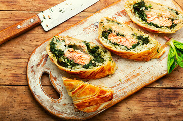 Red fish in the dough.