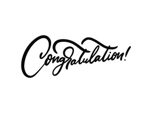 Congratulations hand drawn black color calligraphy phrase. Celebration and holiday lettering text.
