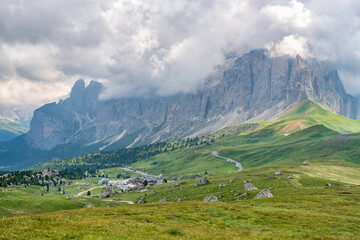 Fototapeta na wymiar Mountain meadows views in the Italian Dolomites
