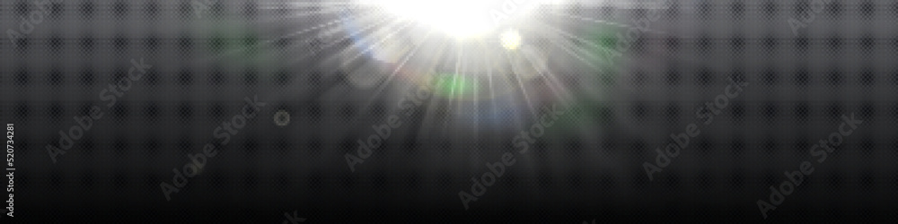 Poster sunlight rays with lens glare and rainbow isolated on transparent background. vector realistic illus