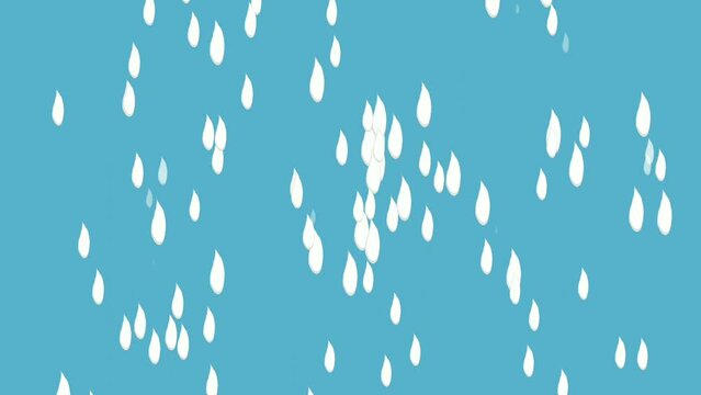 Animation water drop rain drop motions graphics on blue screen.4K cartoon chroma key