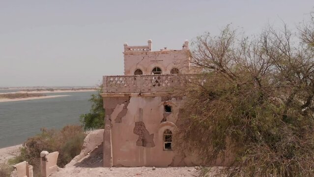 The ruined house in the desert near Chotiari Dam in Sindh, Pakistan, was captured by drone.