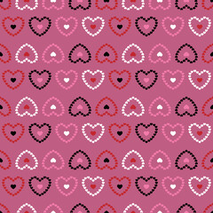 Fototapeta premium Hearts seamless pattern for Valentine's day . wallpaper print of hearts.Wrapping paper pink background . Graphic texture for design vector illustration .