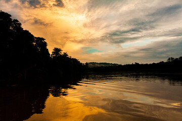 Sunset over the river Borneo
