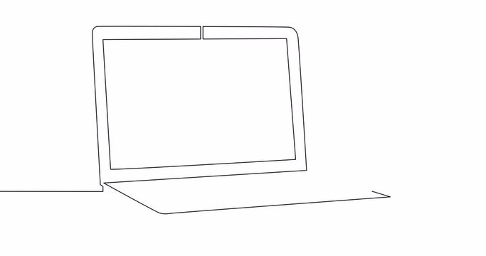 Self drawing line animation Laptop continuous line drawn concept video