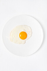fried egg on the white plate
