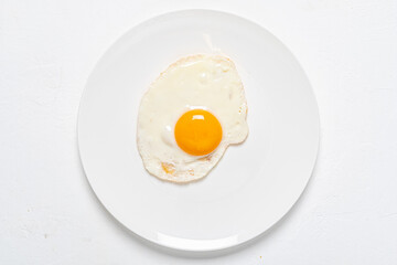 fried egg on the white plate