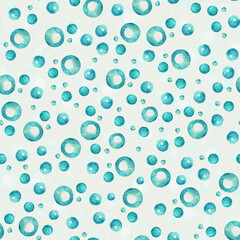 Soap bubbles watercolor seamless pattern. Template for decorating designs and illustrations.