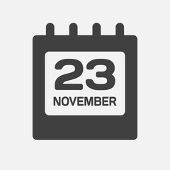 Icon day date 23 November, template calendar page