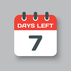 Countdown daily page calendar icon - 7 days left