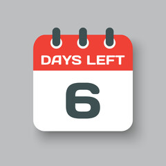 Countdown daily page calendar icon - 6 days left