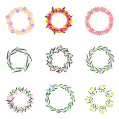 Set of different Floral wreath.