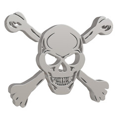 3D illustration skull symbol isolated on white background with clipping path.