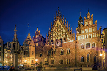 Wroclaw Historic Tawn Hall by Night