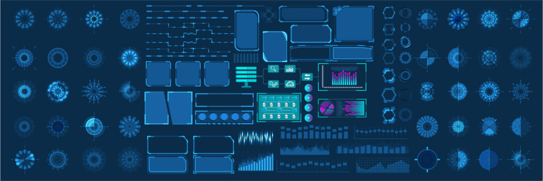 Mega set Futuristic Hud elements. Futuristic virtual graphic touch user interface.