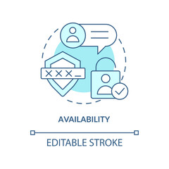 Availability turquoise concept icon. Comment system aspect abstract idea thin line illustration. Engaging user experience. Isolated outline drawing. Editable stroke. Arial, Myriad Pro-Bold fonts used