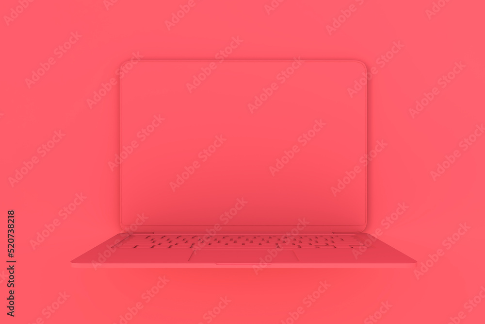 Aufkleber Abstract image of seamless red laptop background. Design and device concept. Mock up, 3D Rendering.