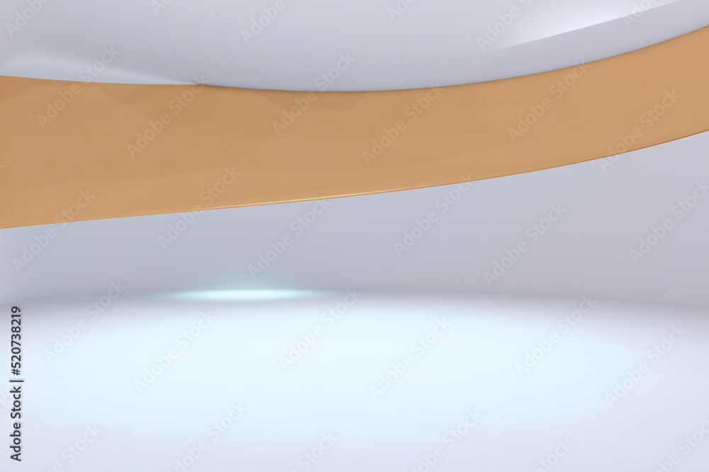 Poster creative white background with brown line and mock up place. 3d rendering.