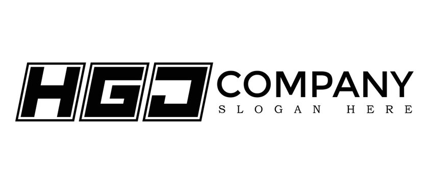 HGJ three Letter Rounded rectangle boxes shape element symbol digital initial technology Media business logo design, Vector Template