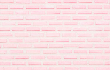 Pastel pink and white brick wall texture background. Brickwork pattern stonework flooring interior.