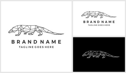 Polygonal komodo dragon logo design vector template
