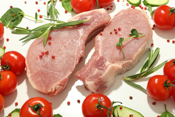 Concept of cooking with raw meat and ingredients