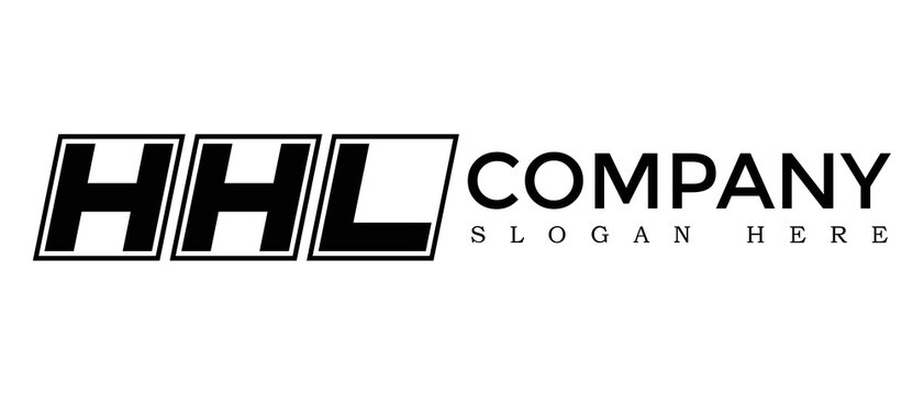 HHL three Letter Rounded rectangle boxes shape element symbol digital initial technology Media business logo design, Vector Template