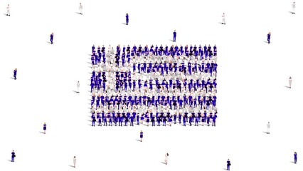 Greece Flag. A large group of people form to create the shape of the Greece flag. 4K Animation Video.