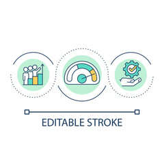 Operating performance of company loop concept icon. Resource use management abstract idea thin line illustration. Monitoring workforce. Isolated outline drawing. Editable stroke. Arial font used