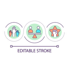 Racial and social justice loop concept icon. Voting against racism and oppressions abstract idea thin line illustration. Recognize equity. Isolated outline drawing. Editable stroke. Arial font used