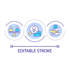 Equal employment opportunity loop concept icon. Equitable hiring process abstract idea thin line illustration. Diversity and inclusion in HR. Isolated outline drawing. Editable stroke. Arial font used