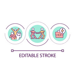 Arguments and rudeness at workplace loop concept icon. Bullying behavior abstract idea thin line illustration. Anti-bullying policy. Isolated outline drawing. Editable stroke. Arial font used