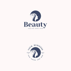 Classic beauty logo with woman's face silhouette illustration