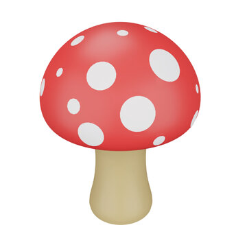 Mushroom 3d rendering isometric icon.