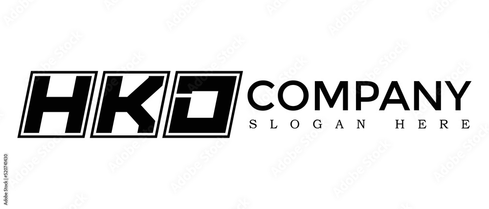 Poster hkd three letter rounded rectangle boxes shape element symbol digital initial technology media busin