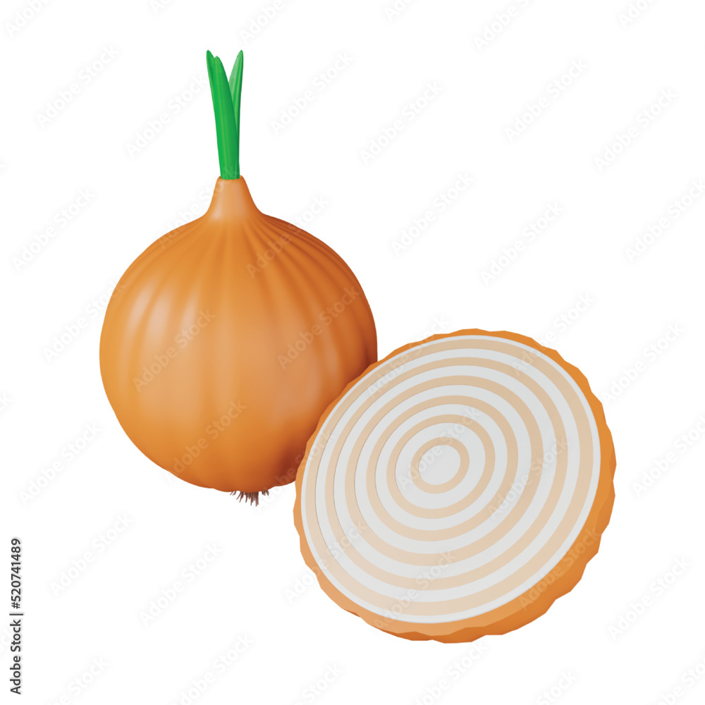 Poster onion 3d rendering isometric icon.