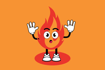 Illustration vector graphic cartoon character of cute mascot fire with pose. Suitable for children book illustration and element design.
