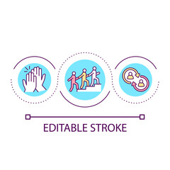 Effective teamwork loop concept icon. Team building at workplace abstract idea thin line illustration. Successful collaboration. Isolated outline drawing. Editable stroke. Arial font used