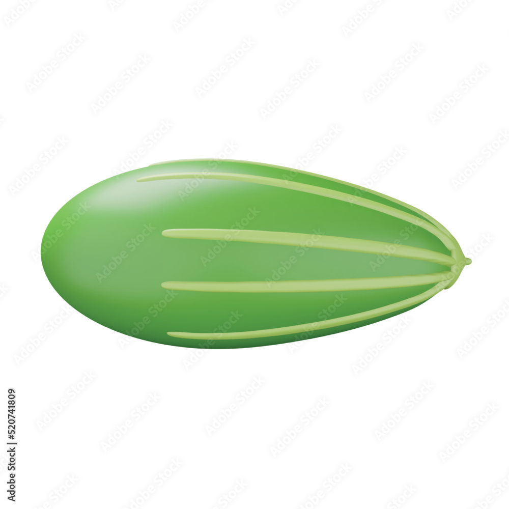 Poster pointed gourd 3d rendering isometric icon.