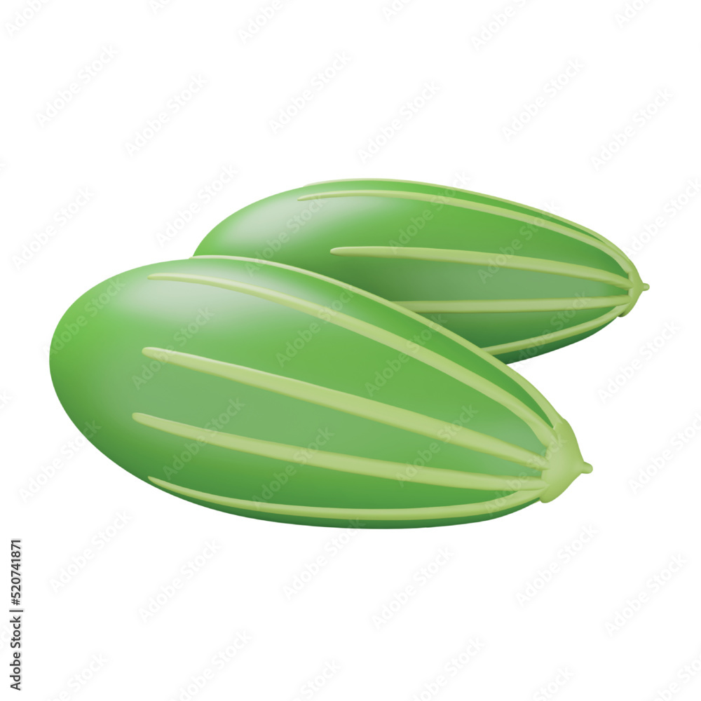 Poster pointed gourd 3d rendering isometric icon.