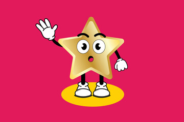 Illustration vector graphic cartoon character of cute mascot golden star with pose. Suitable for children book illustration and element design flyer,poster