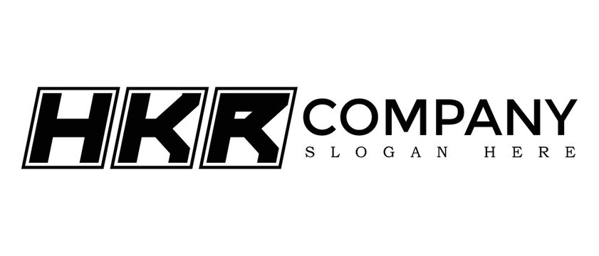 HKR three Letter Rounded rectangle boxes shape element symbol digital initial technology Media business logo design, Vector Template