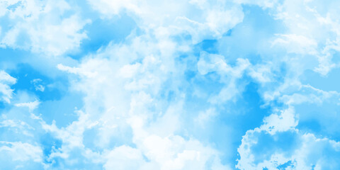 blue sky with clouds and sun reflection. Panorama of blue sky and White cloud nature background.Storm heaven panorama. Wide gloomy backdrop.><