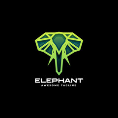 Vector Logo Illustration Elephant Gradient Line Art Style.