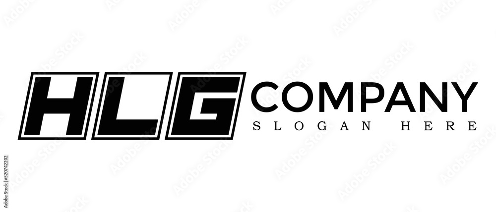 Poster hlg three letter rounded rectangle boxes shape element symbol digital initial technology media busin