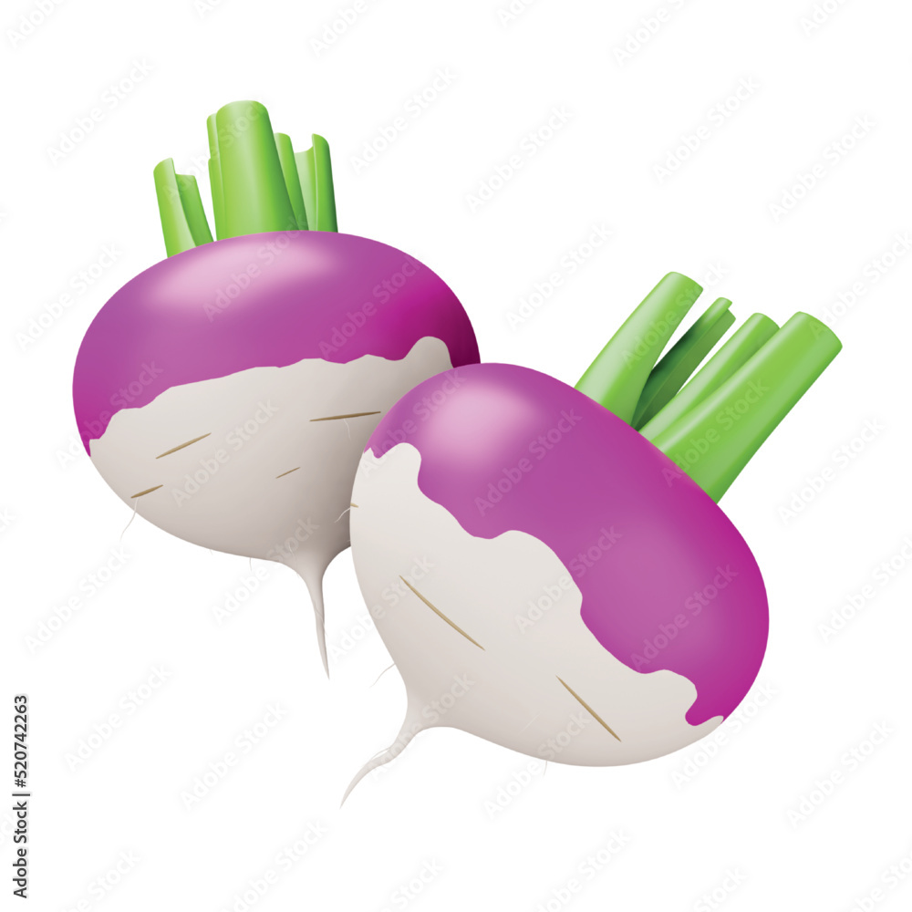 Poster turnip 3d rendering isometric icon.